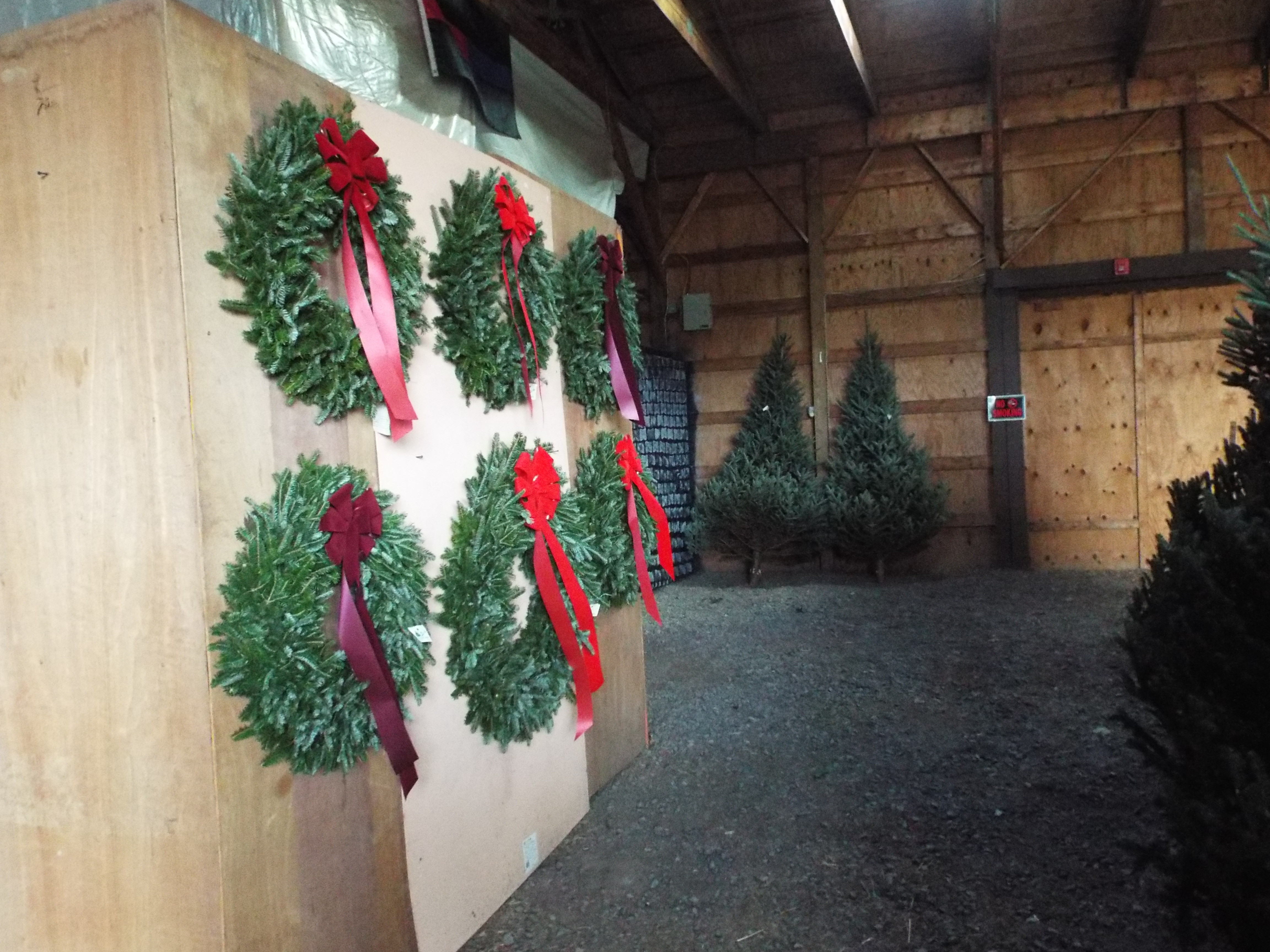Fresh double wreaths on display